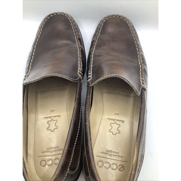 ECCO 59044 Men’s Brown Leather Loafers Slip On Comfort Shoes EU 44 main image 4